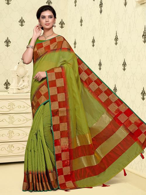self design bordered saree with blouse - 17008028 - Very Small Image - 1