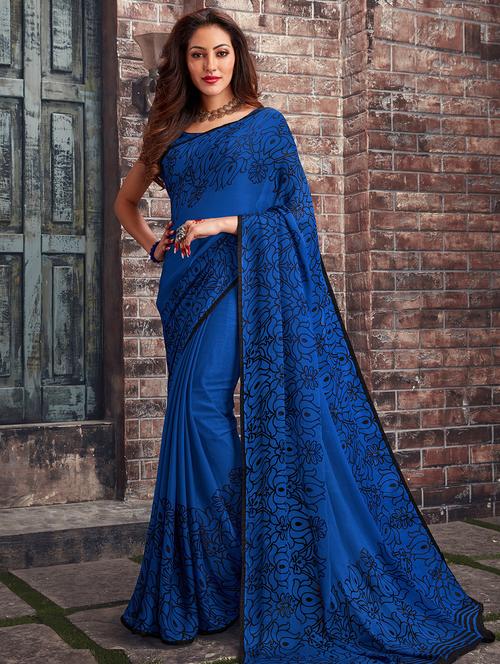 floral woven saree with blouse - 17008070 - Very Small Image - 1
