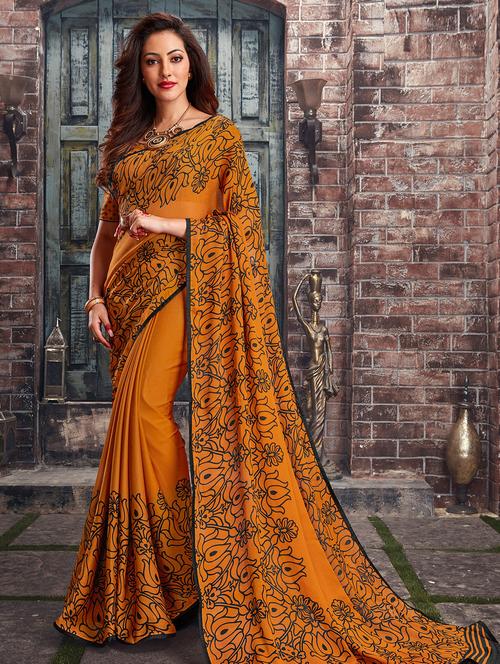 floral woven saree with blouse - 17008072 - Very Small Image - 1