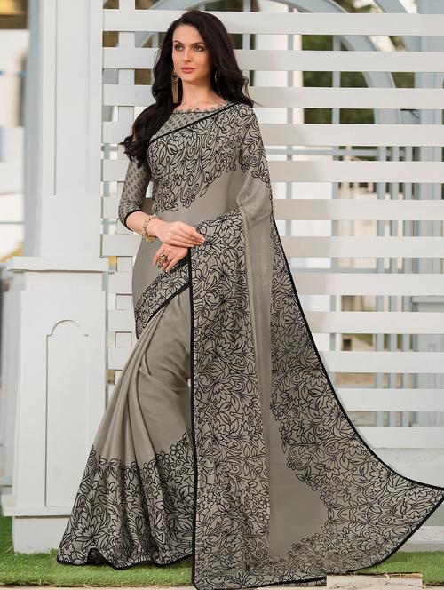 floral woven saree with blouse - 17008076 - Very Small Image - 1