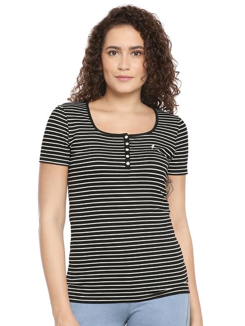 henley neck striped tee - 17009003 - Very Small Image - 1