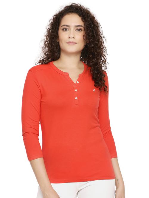 mandarin neck neck solid tee - 17009009 - Very Small Image - 1