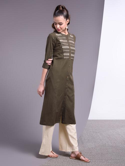 yoke embroidered kurta palazzo set - 17009129 - Very Small Image - 1