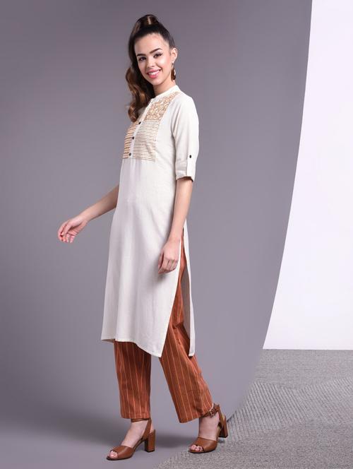 yoke embroidered kurta palazzo set - 17009131 - Very Small Image - 1