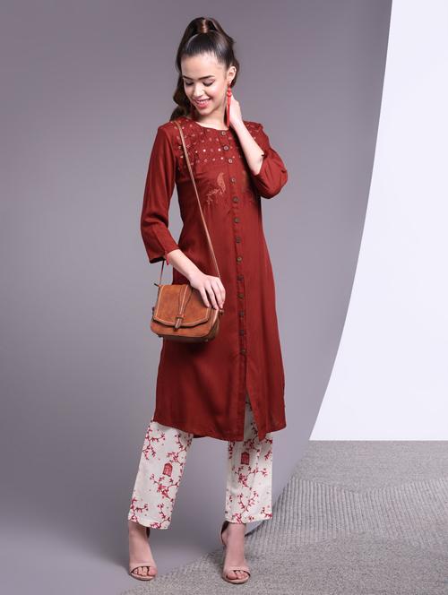 tonal embroidered kurta pant set - 17009142 - Very Small Image - 1