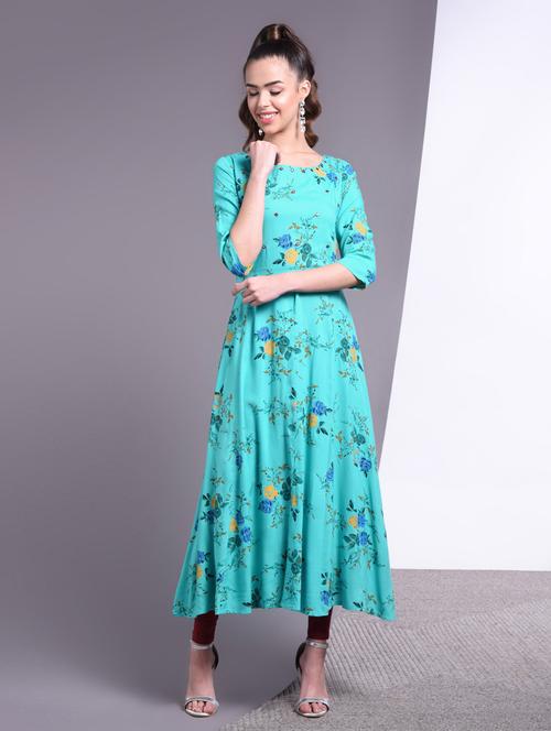 floral print flared kurta - 17009156 - Very Small Image - 1