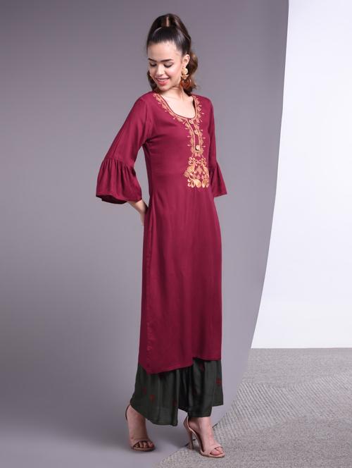 embroidered kurta sharara set - 17009161 - Very Small Image - 1