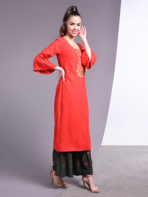 embroidered kurta sharara set - 17009162 - Very Small Image - 1
