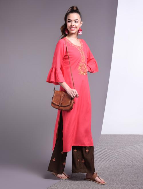 embroidered kurta sharara set - 17009163 - Very Small Image - 1