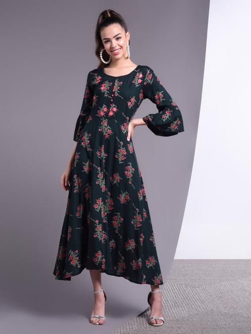 floral print flared ethnic dress - 17009170 - Very Small Image - 1
