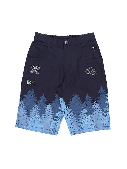 dark blue cotton blend shorts - 17009744 - Very Small Image - 1