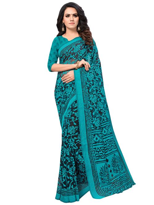 floral printed saree with blouse - 17010308 - Very Small Image - 1