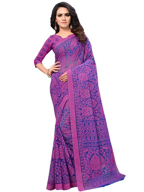 floral printed saree with blouse - 17010313 - Very Small Image - 1