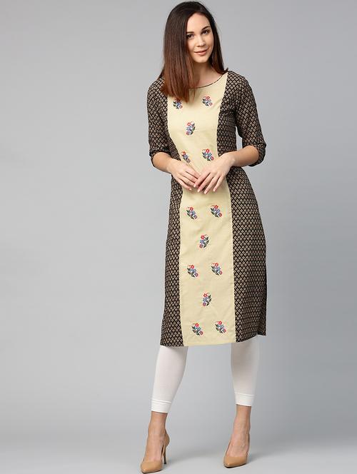 embroidered straight kurta - 17010424 - Very Small Image - 1