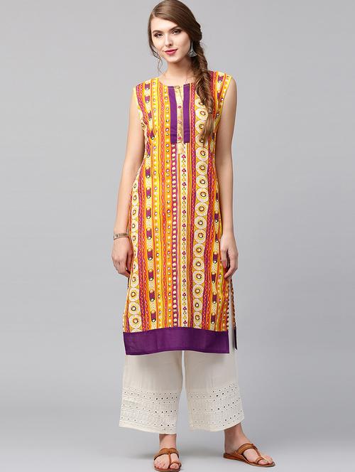 printed straight kurta - 17010427 - Very Small Image - 1