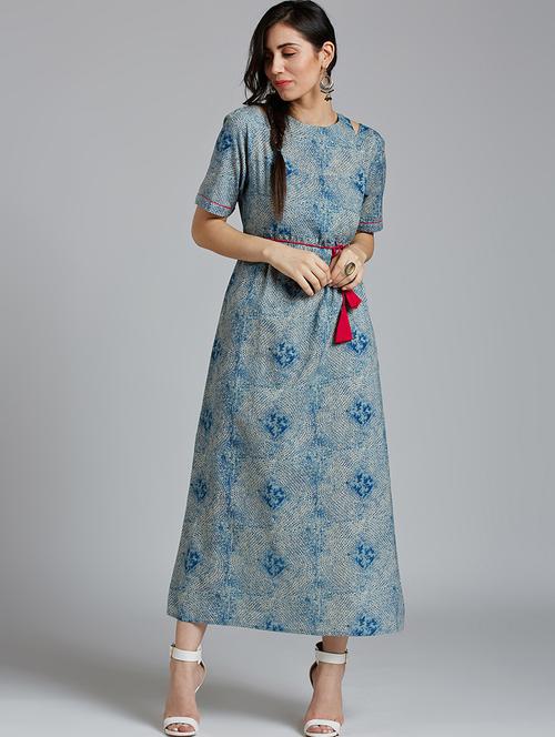 contrast tie front maxi dress - 17010446 - Very Small Image - 1