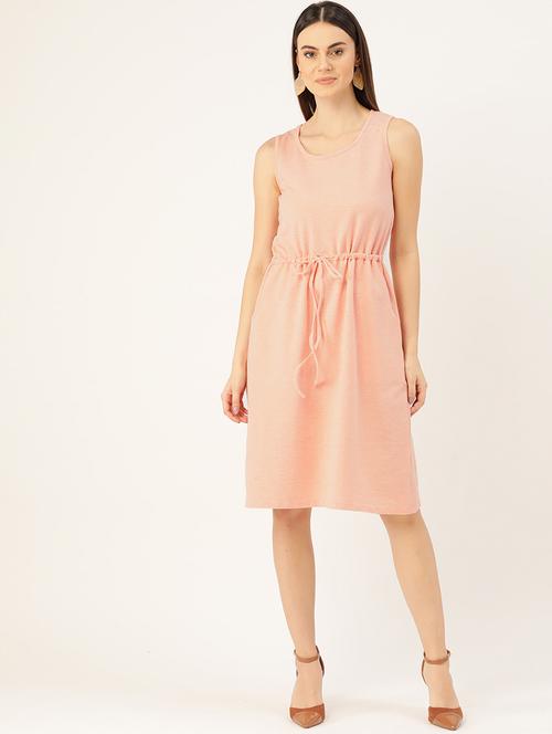 drawstring waist solid a-line dress - 17010715 - Very Small Image - 1