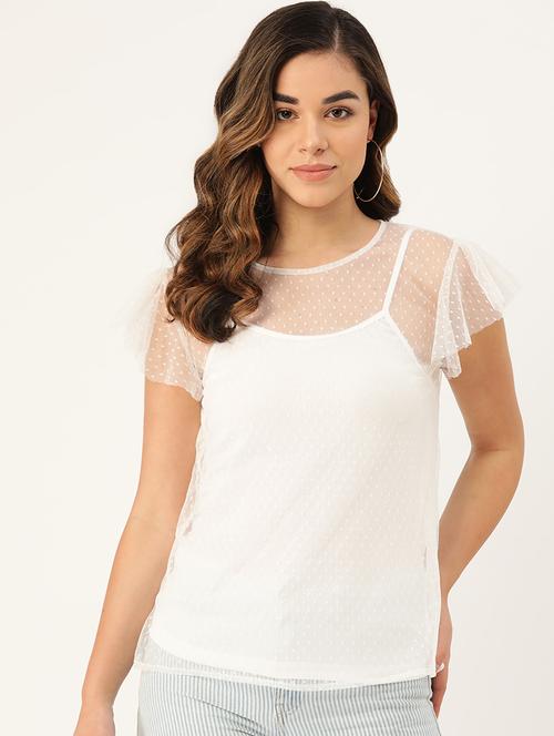 dobby sheer top - 17010741 - Very Small Image - 1