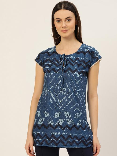 tie up neck printed top - 17010743 - Very Small Image - 1