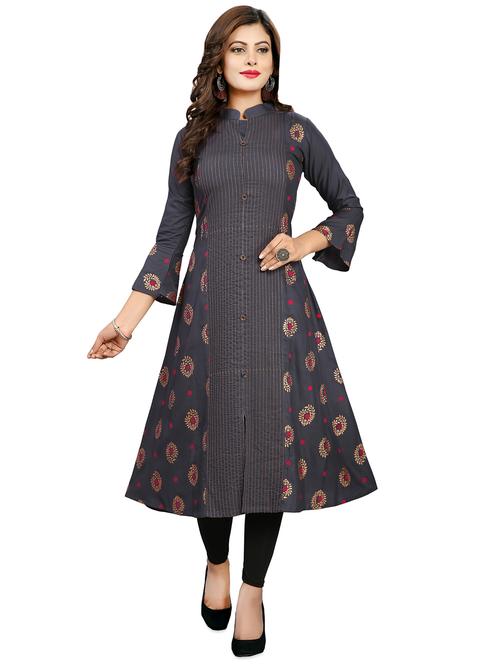 foil print a-line kurta - 17010800 - Very Small Image - 1