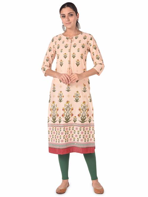 floral straight kurta - 17010827 - Very Small Image - 1