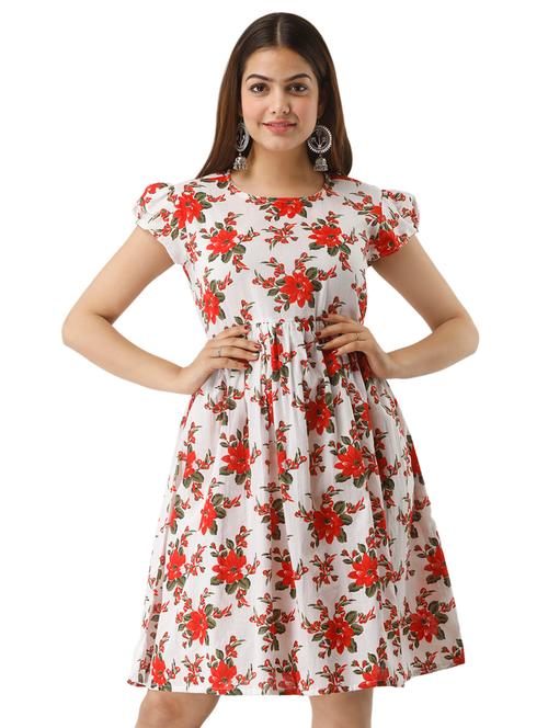 tie back floral flared dress - 17010905 - Very Small Image - 1