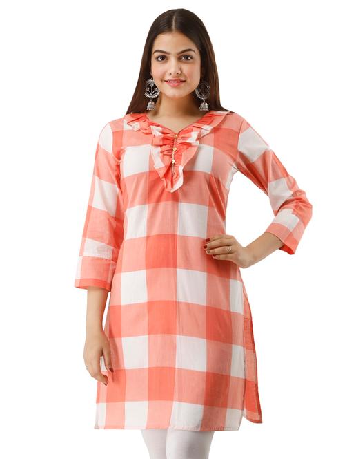 orange cotton aline kurta - 17010906 - Very Small Image - 1