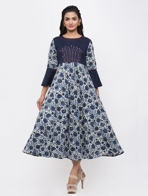 floral print flared ethnic dress - 17010926 - Very Small Image - 1