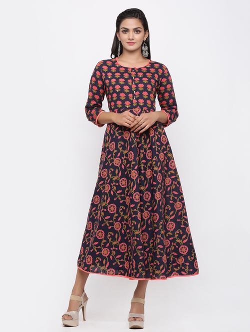 floral print flared ethnic dress - 17010927 - Very Small Image - 1