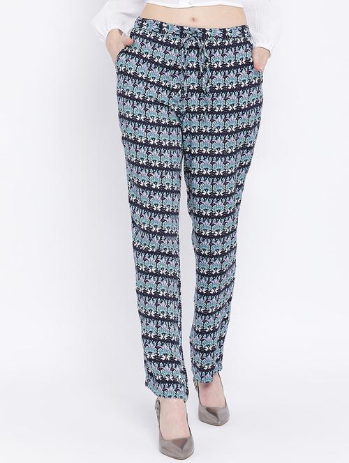 tie front printed flat front trouser - 17010989 - Very Small Image - 1