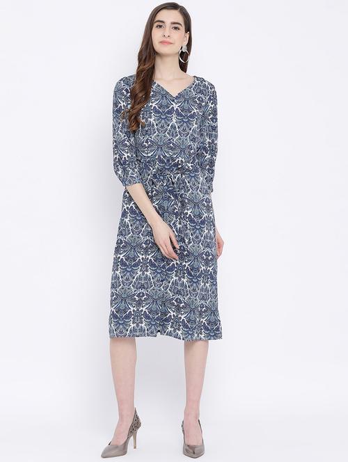 tie front graphic print a-line dress - 17011009 - Very Small Image - 1