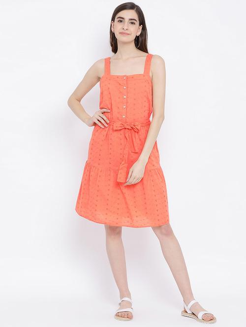 tie front schiffli flared dress - 17011015 - Very Small Image - 1