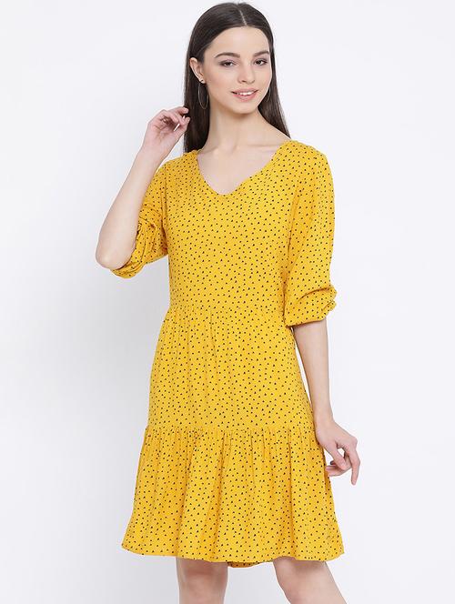 heart print v neck a-line dress - 17011019 - Very Small Image - 1