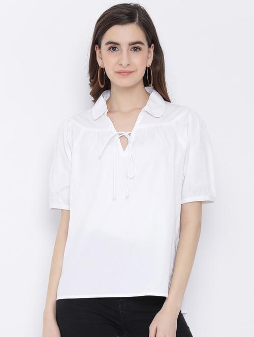 tie up neck solid top - 17011063 - Very Small Image - 1
