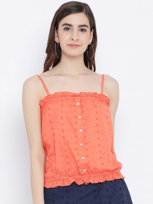 shoulder strap frill detail top - 17011106 - Very Small Image - 1
