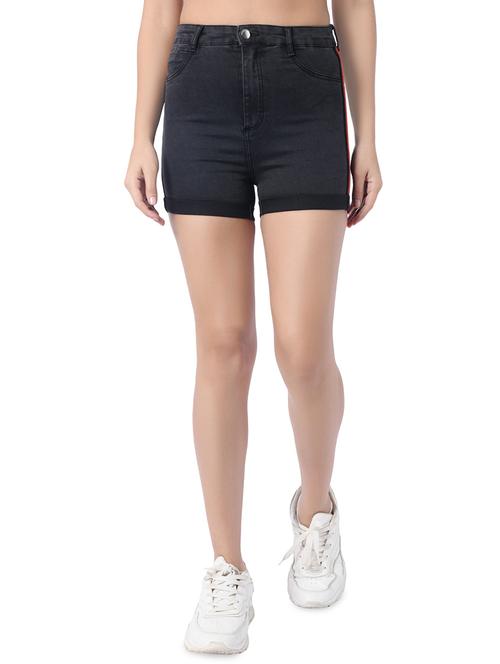 side tape denim shorts - 17011497 - Very Small Image - 1
