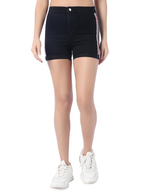side tape denim shorts - 17011503 - Very Small Image - 1
