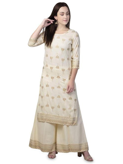 foil print kurta palazzo set - 17011547 - Very Small Image - 1