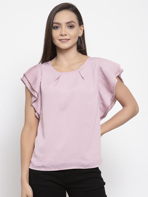 ruffled sleeves lavender top - 17012224 - Very Small Image - 1
