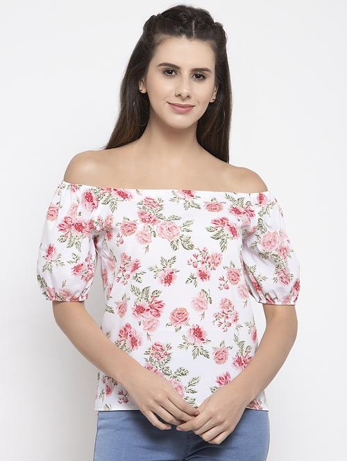 off shoulder floral top - 17012233 - Very Small Image - 1