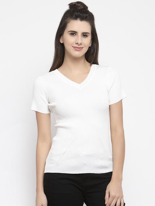 v neck solid tee - 17012256 - Very Small Image - 1