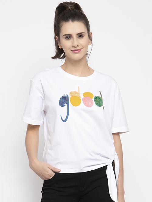 optic white tie front embellished top - 17012272 - Very Small Image - 1