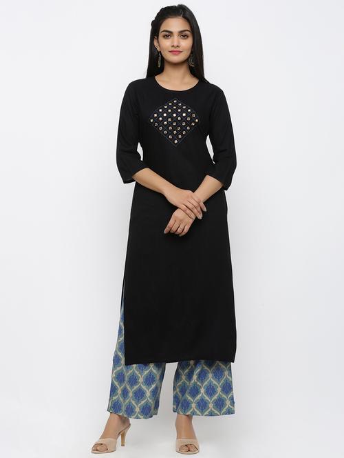 solid kurta palazzo set - 17012825 - Very Small Image - 1