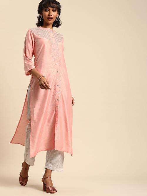 zari work kurta pant set - 17013426 - Very Small Image - 1