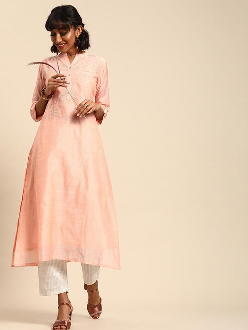 zari work kurta pant set - 17013427 - Very Small Image - 1