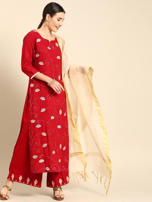 zari work kurta suit set - 17013434 - Very Small Image - 1