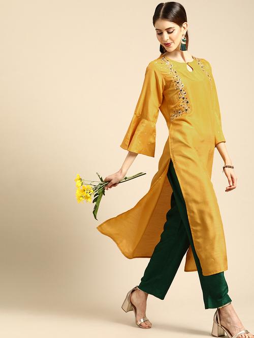 zari work kurta palazzo set - 17013442 - Very Small Image - 1
