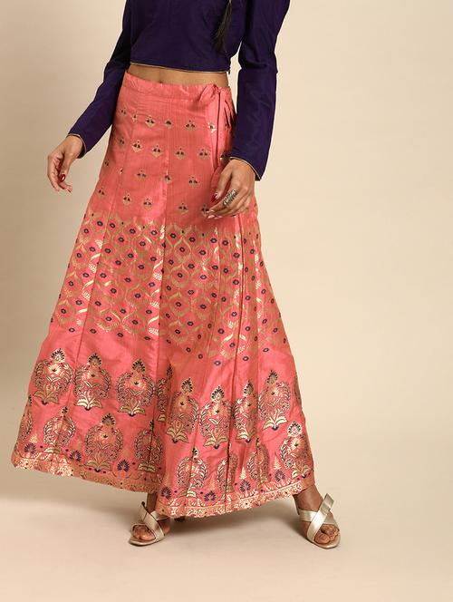 red silk blend flared skirt - 17013533 - Very Small Image - 1