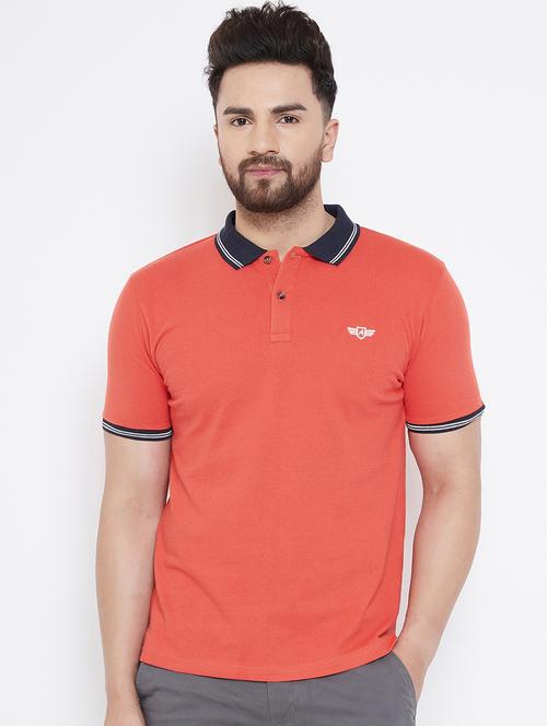 orange solid polo t-shirt - 17013851 - Very Small Image - 1