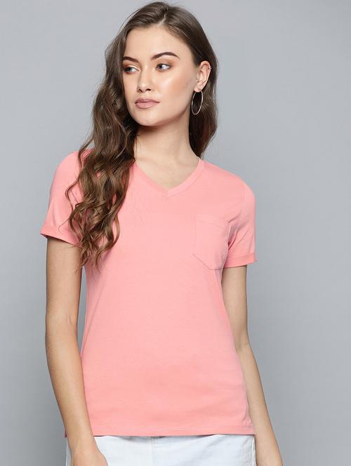 v-neck solid tee - 17013867 - Very Small Image - 1
